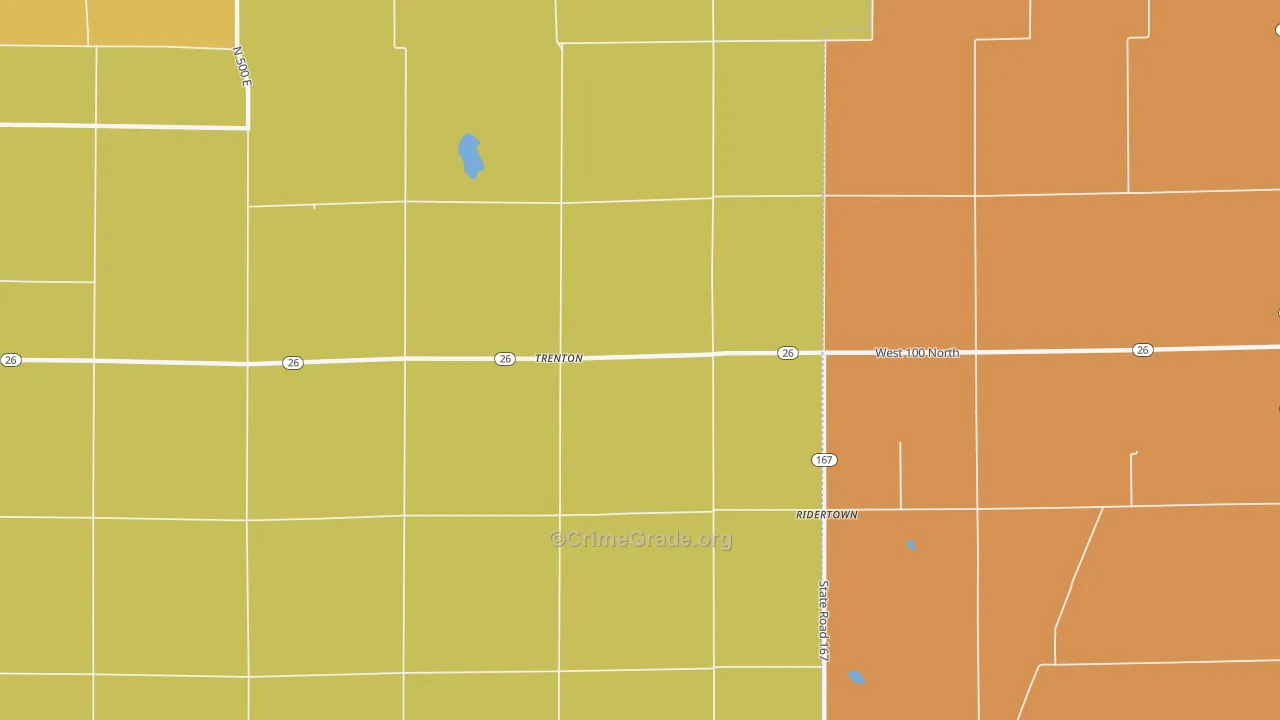 Trenton, IN Map of Robbery Rates