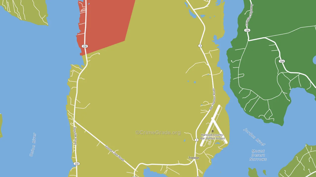 Trenton, ME Map of Robbery Rates