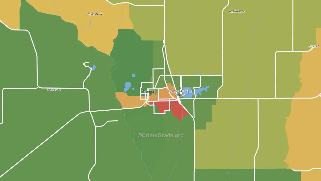 Trenton, MO Map of Robbery Rates