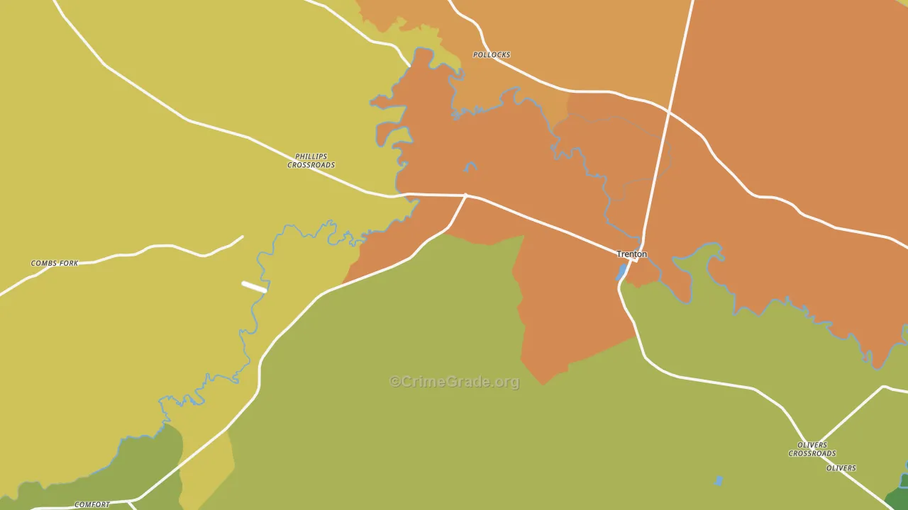 Trenton, NC Map of Robbery Rates