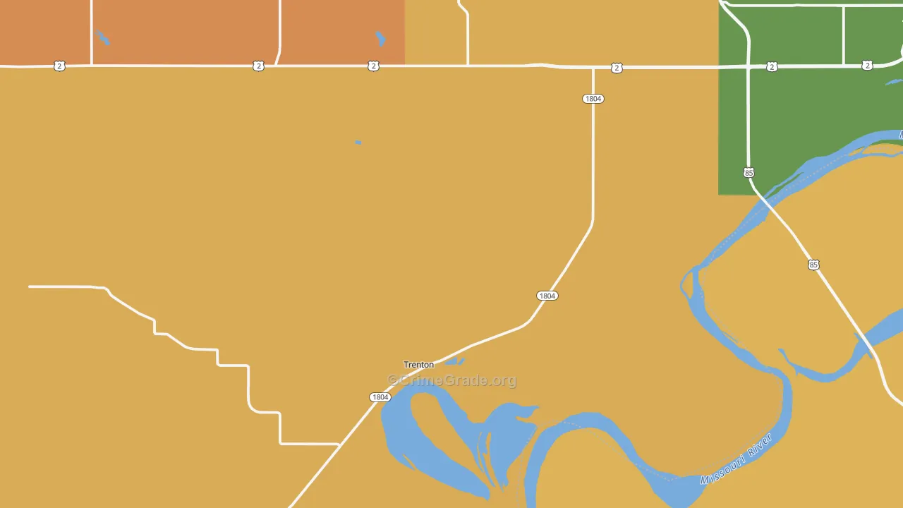 Trenton, ND Map of Robbery Rates