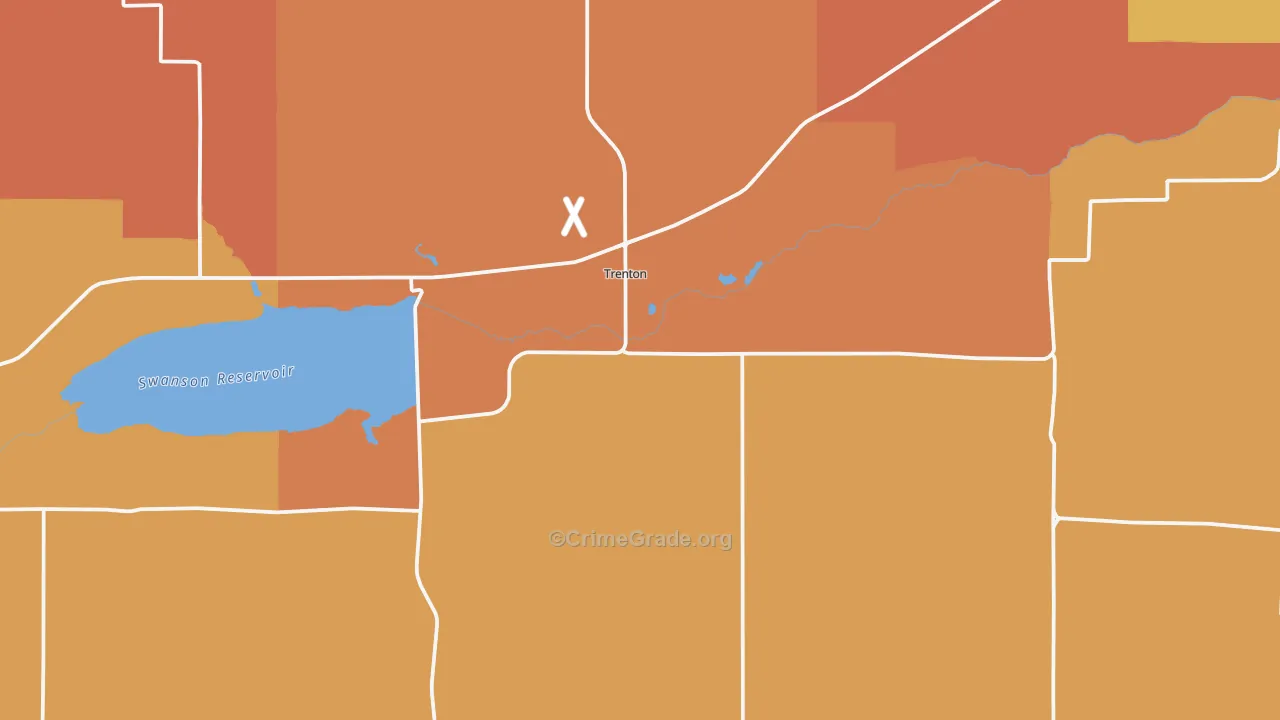 Trenton, NE Map of Robbery Rates