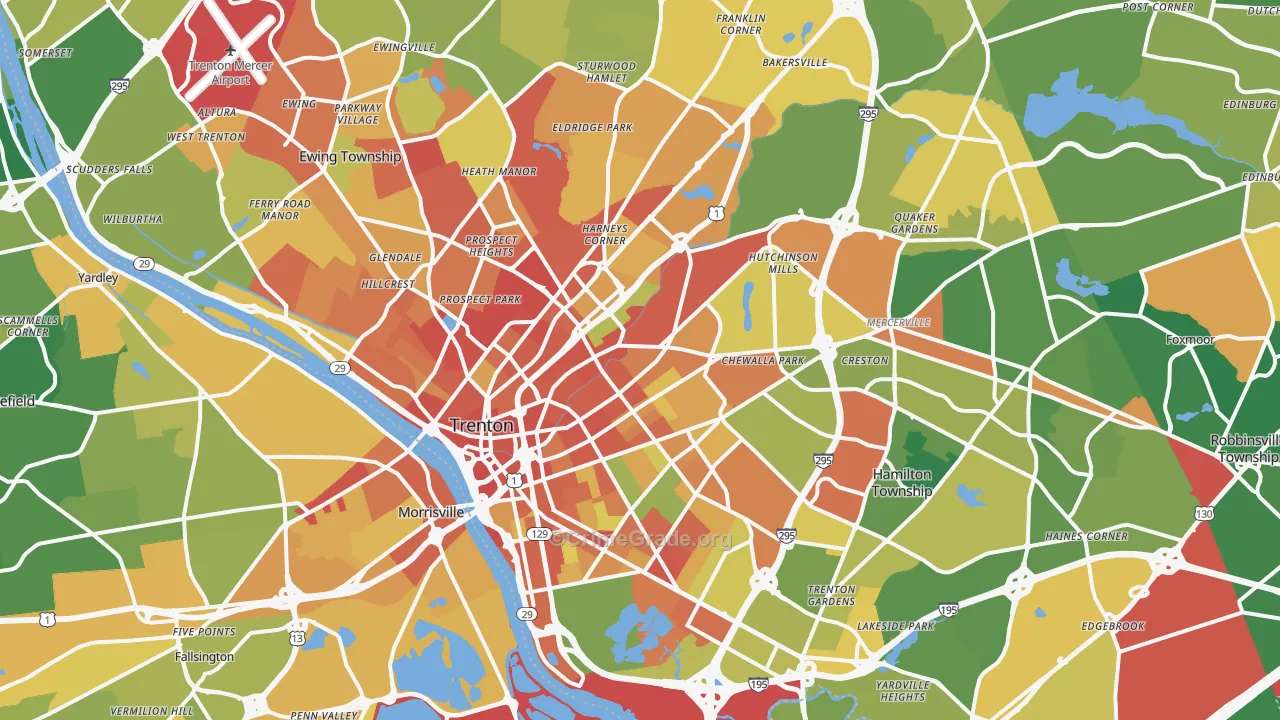 Trenton, NJ Map of Robbery Rates