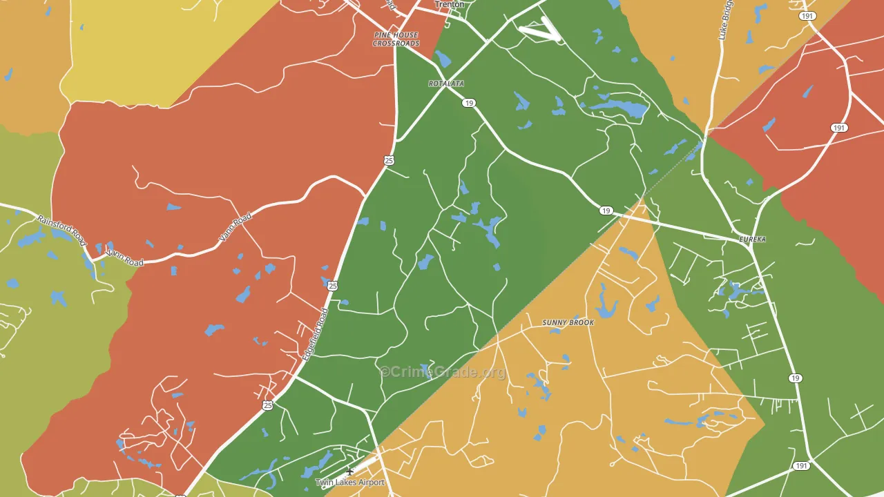 Trenton, SC Map of Robbery Rates