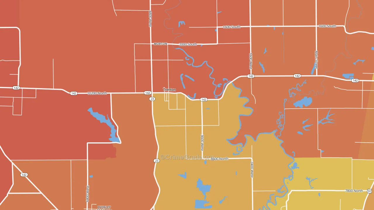 Trenton, UT Map of Robbery Rates
