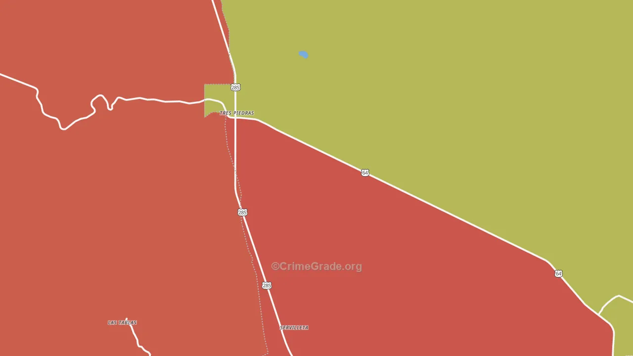 Tres Piedras, NM Map of Robbery Rates