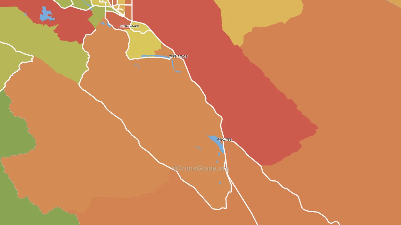 Tres Pinos, CA Map of Robbery Rates