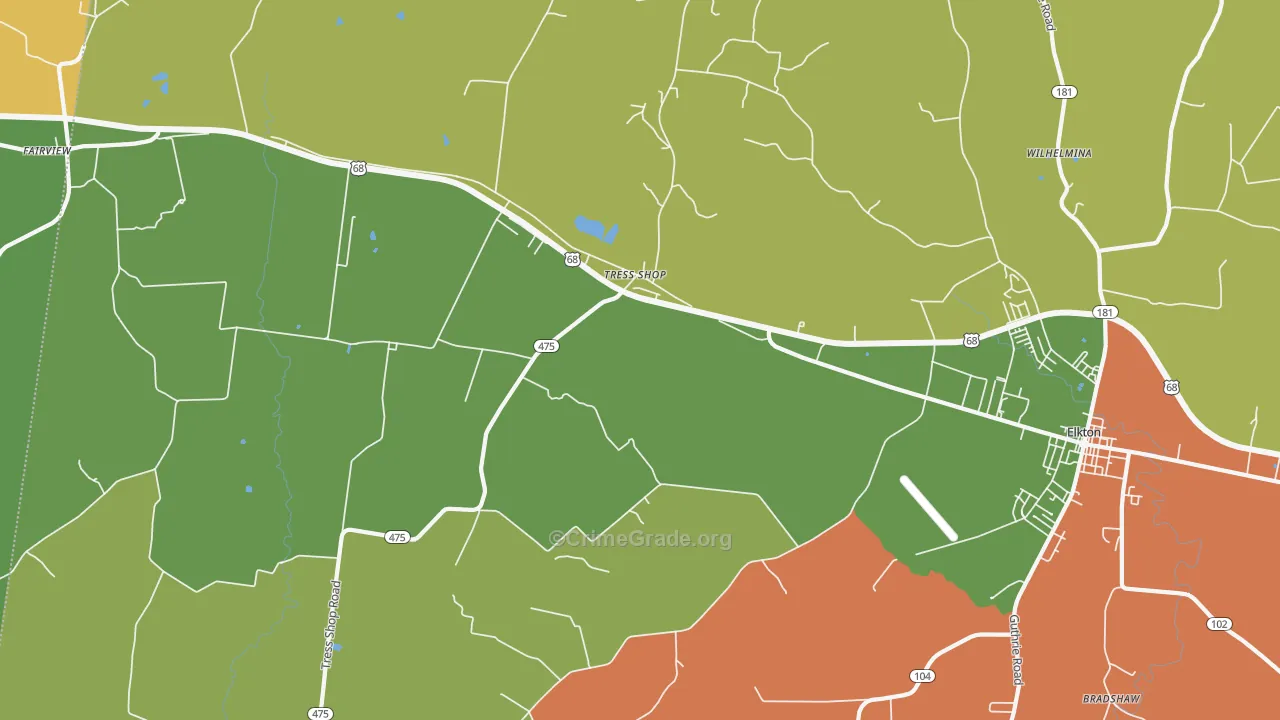 Tress Shop, KY Map of Robbery Rates