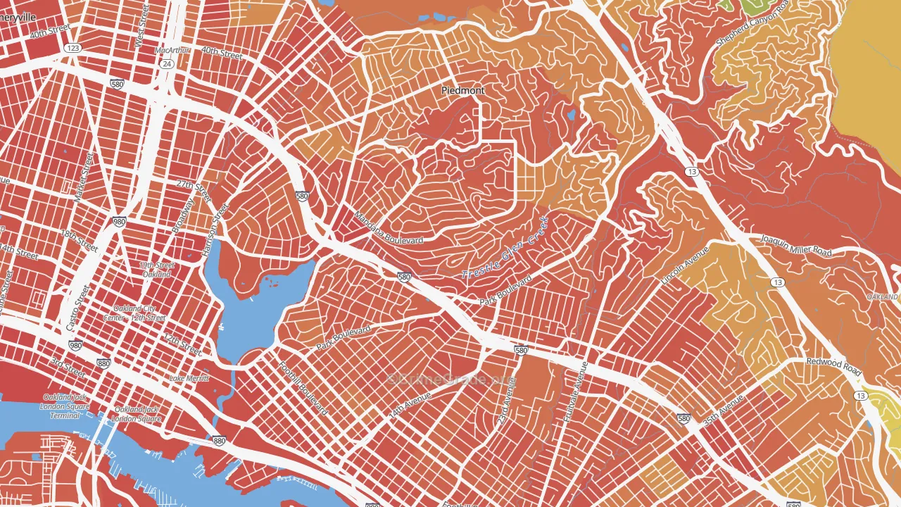 Trestle Glen, Oakland, CA Map of Robbery Rates
