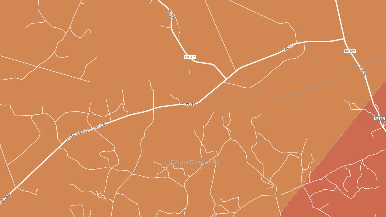 Trevat, TX Map of Robbery Rates