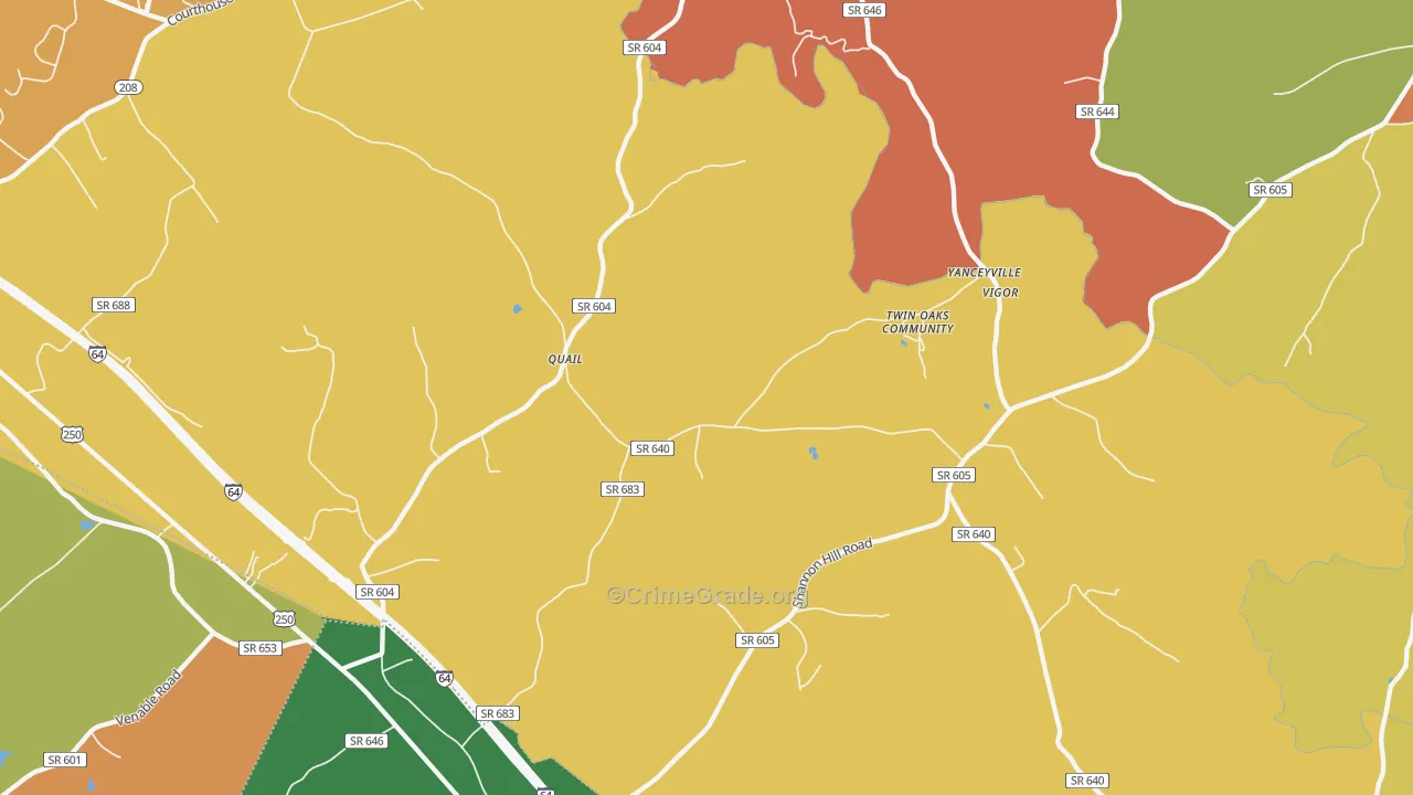 Trevilians, VA Map of Robbery Rates