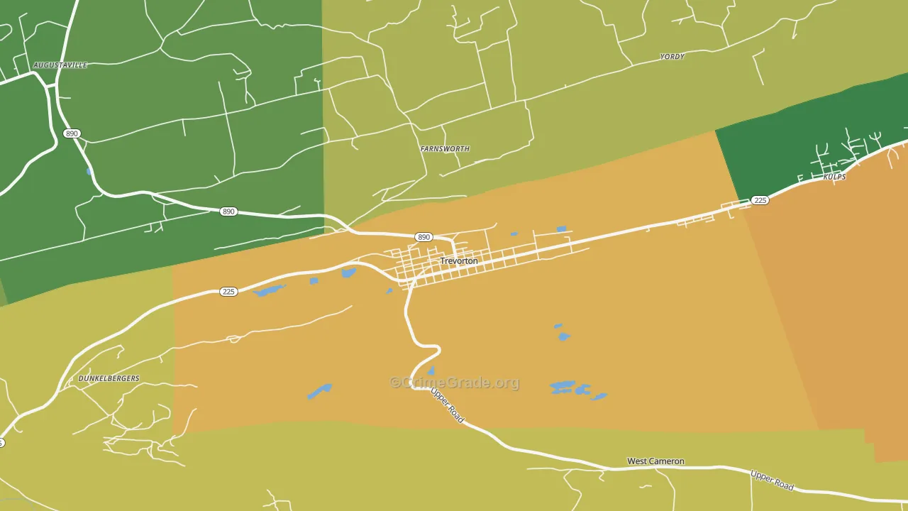 Trevorton, PA Map of Robbery Rates