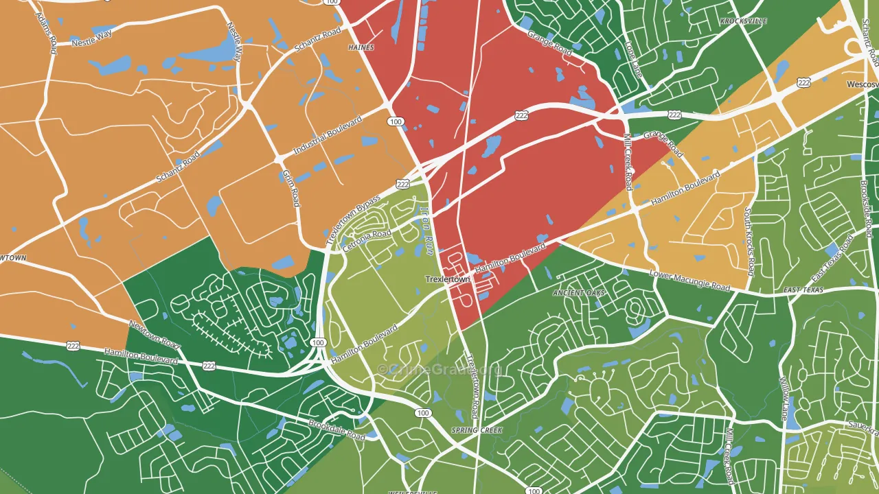 Trexlertown, PA Map of Robbery Rates