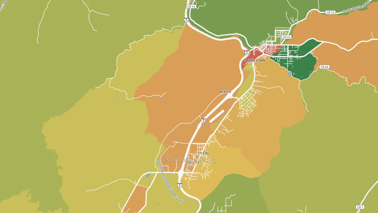 Tri-City, OR Map of Robbery Rates