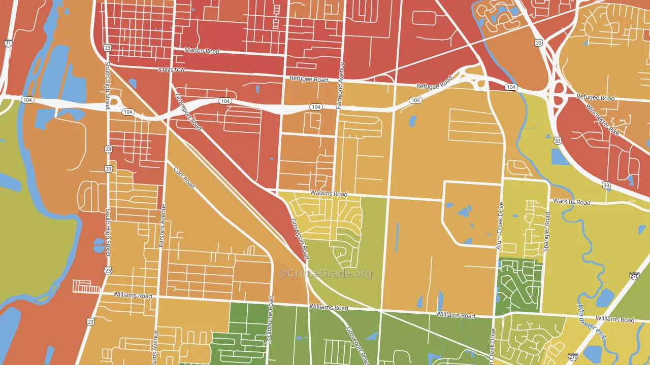Tri-South, Columbus, OH Map of Robbery Rates