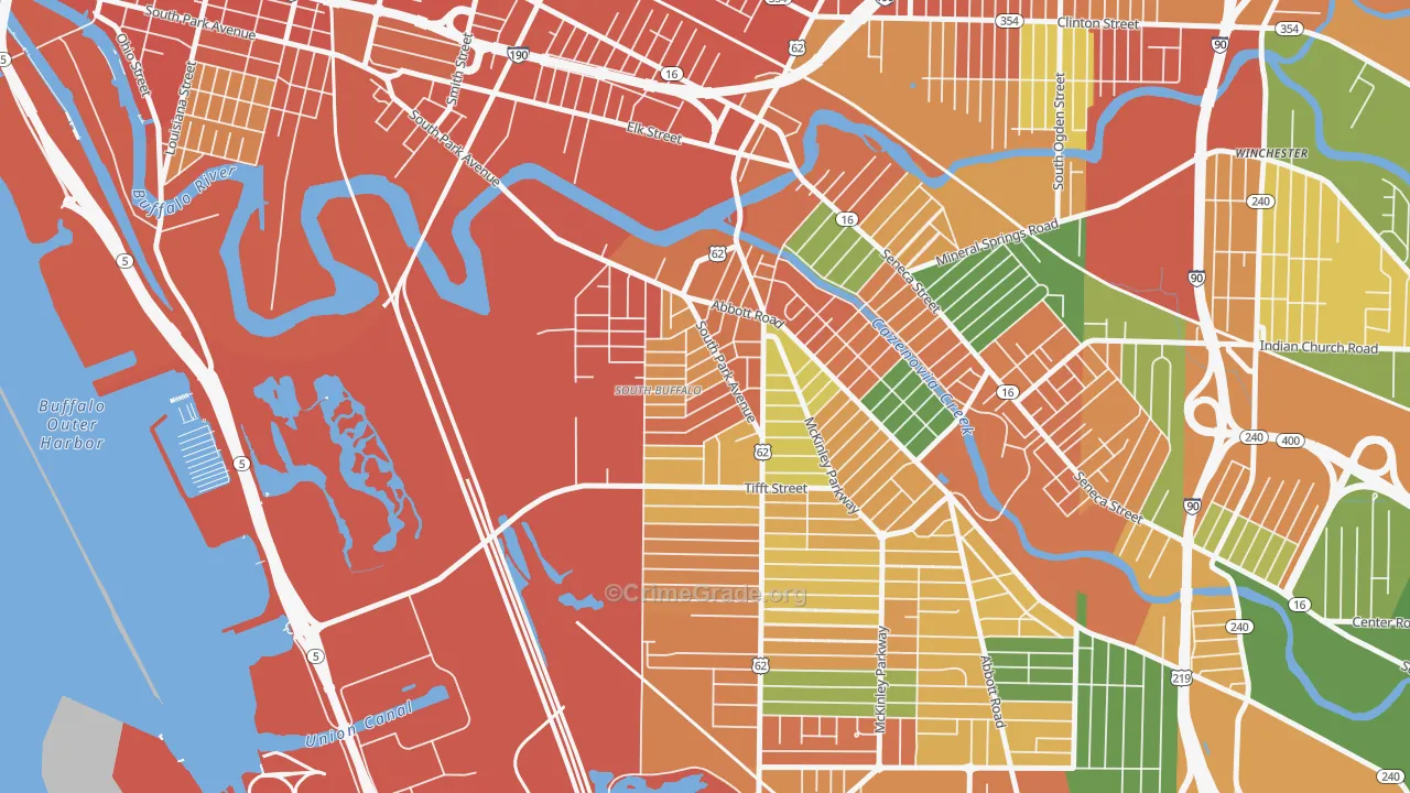 Triangle, Buffalo, NY Map of Robbery Rates