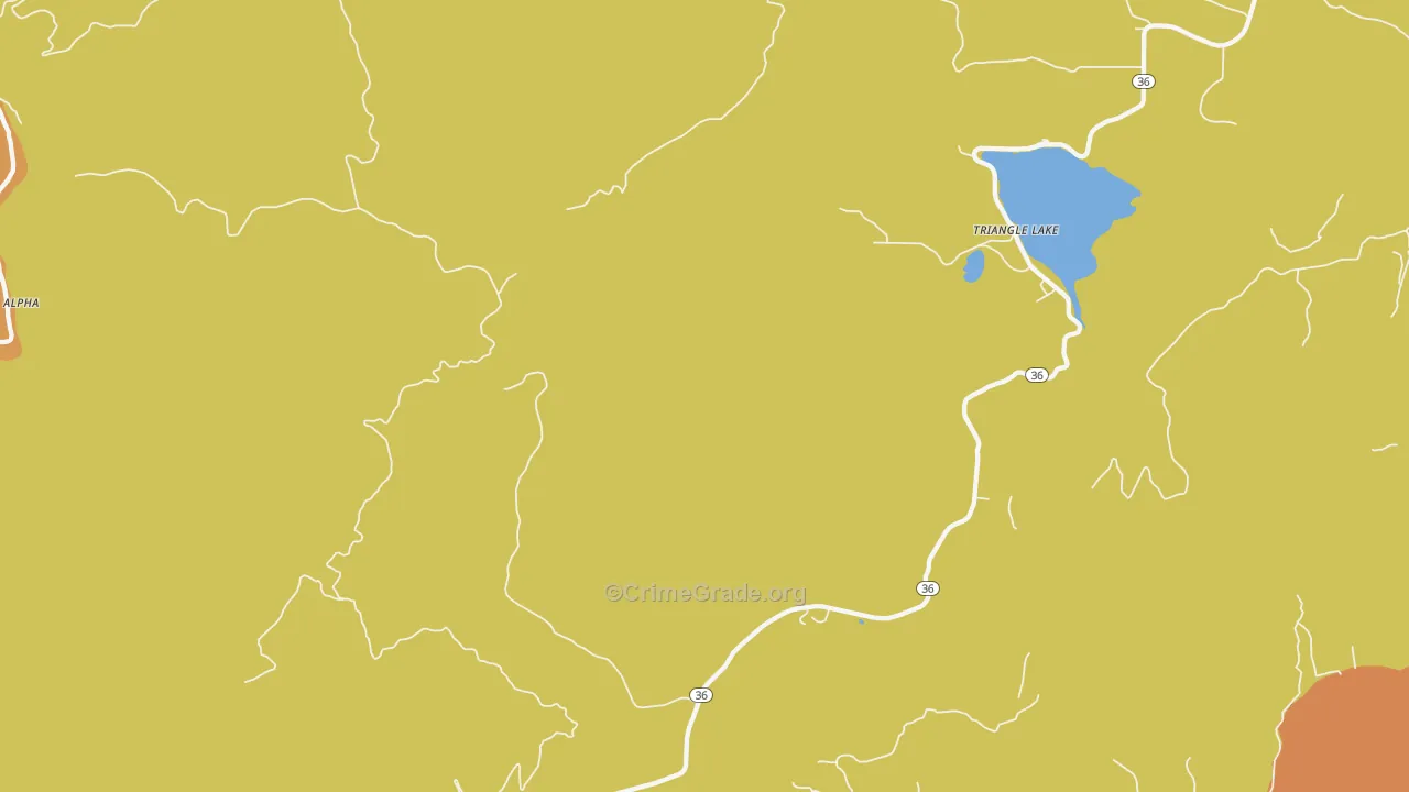 Triangle Lake, OR Map of Robbery Rates