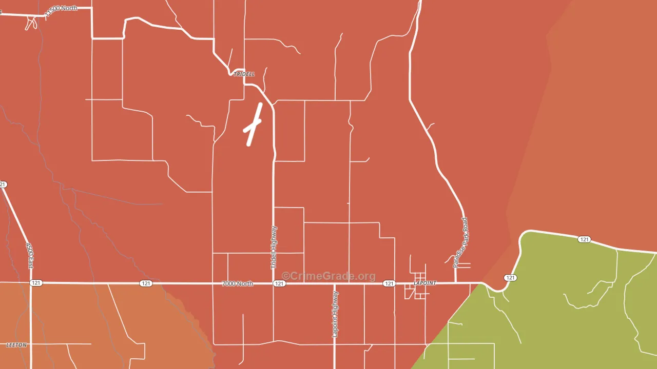 Tridell, UT Map of Robbery Rates
