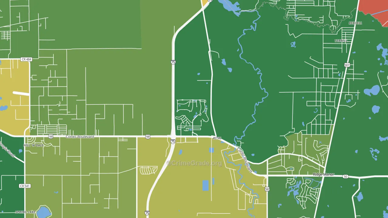Trilby, FL Map of Robbery Rates