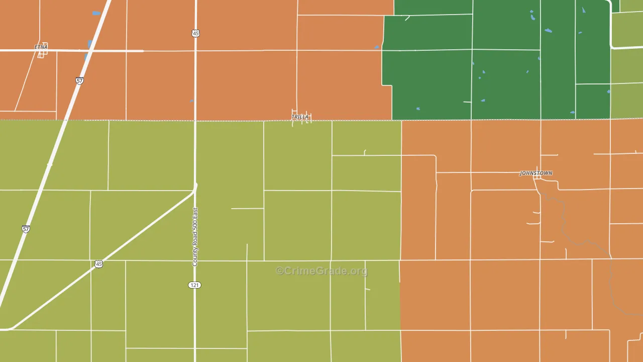 Trilla, IL Map of Robbery Rates