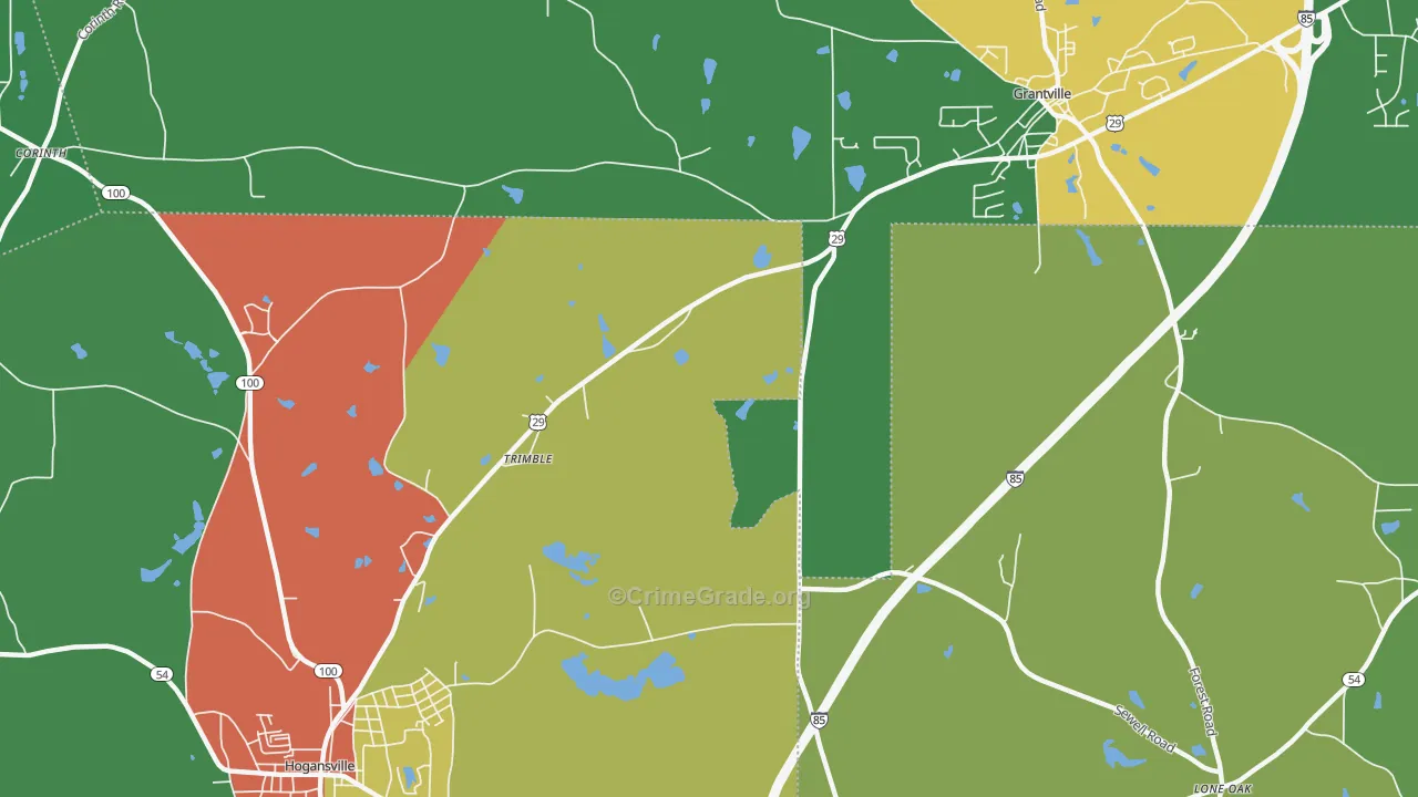 Trimble, GA Map of Robbery Rates