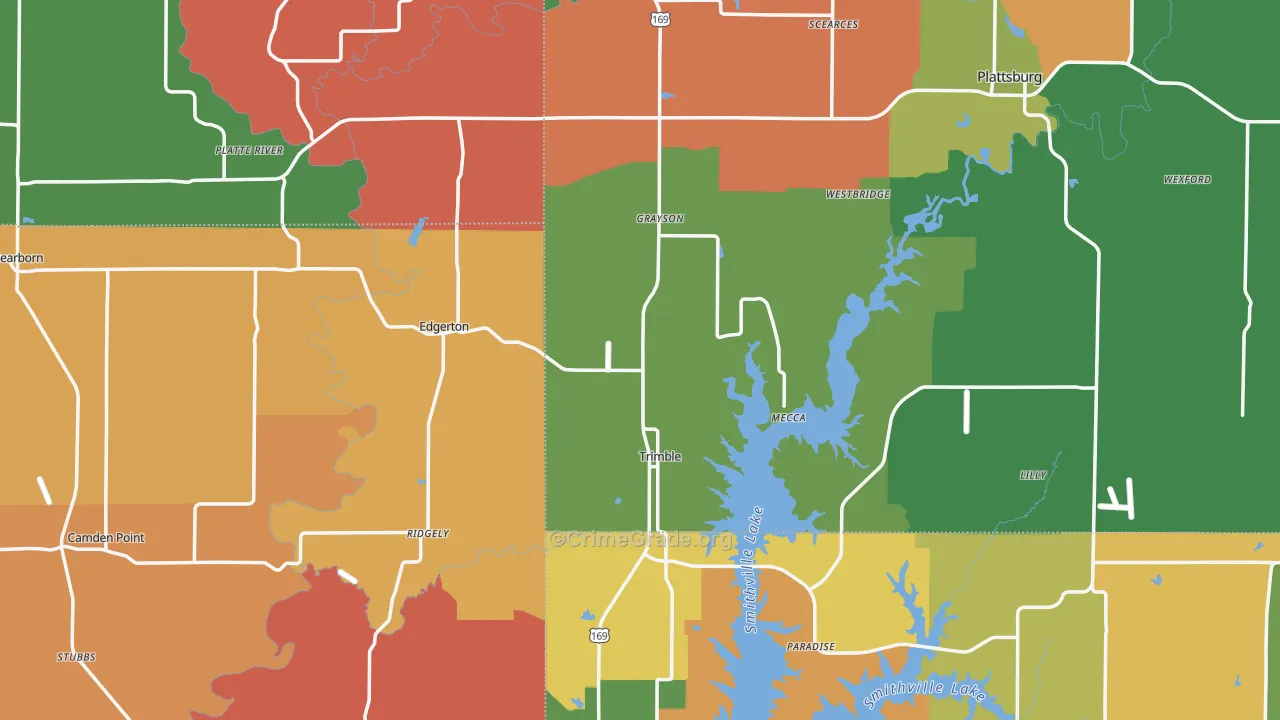 Trimble, MO Map of Robbery Rates