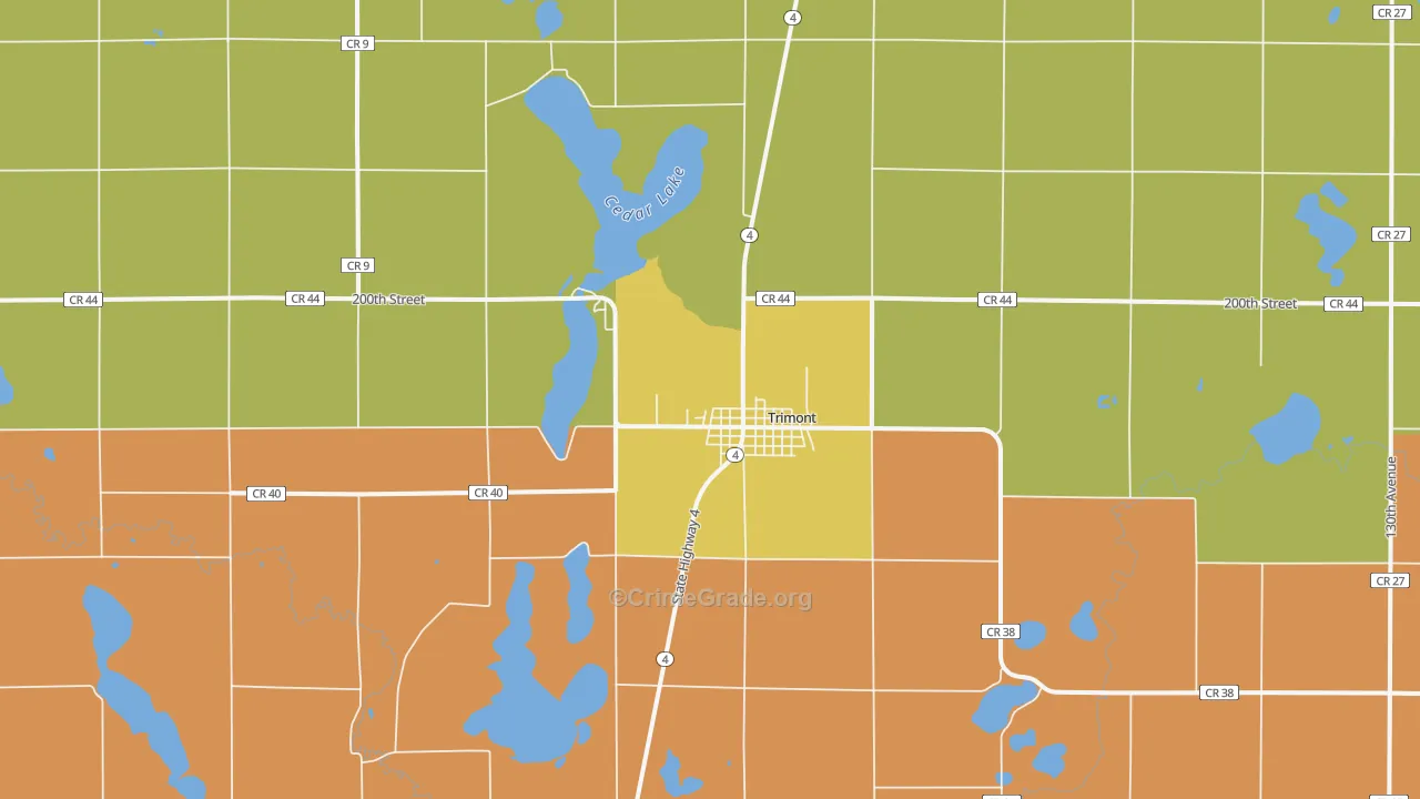 Trimont, MN Map of Robbery Rates