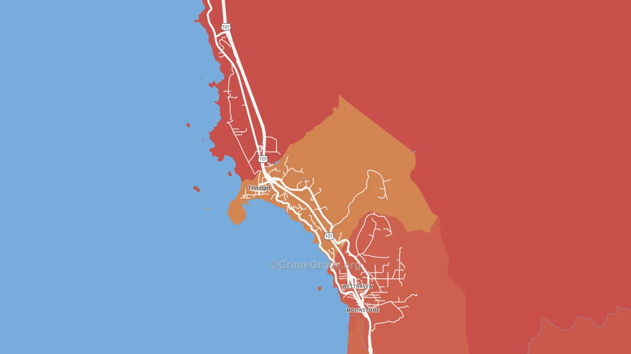 Trinidad, CA Map of Robbery Rates