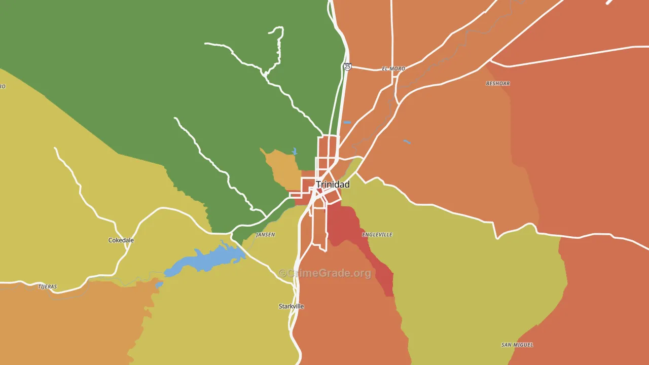 Trinidad, CO Map of Robbery Rates