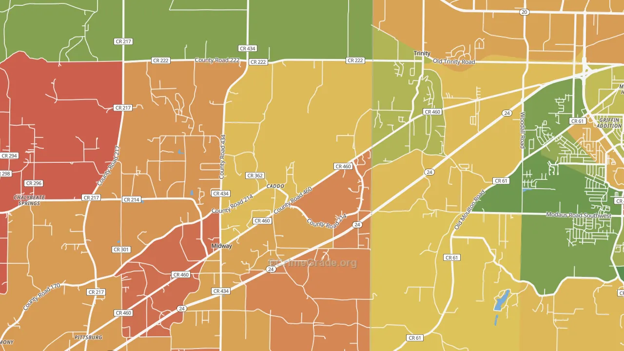 Trinity, AL Map of Robbery Rates