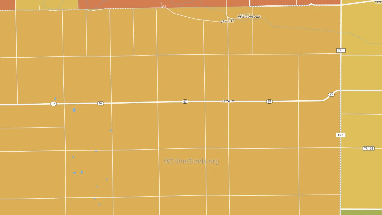 Trinity, IN Map of Robbery Rates