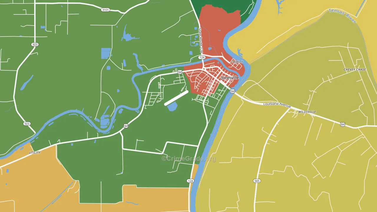 Trinity, LA Map of Robbery Rates