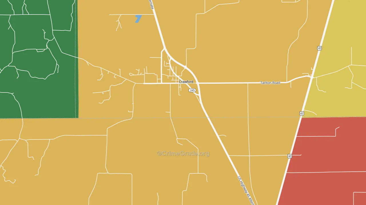 Trinity, MS Map of Robbery Rates