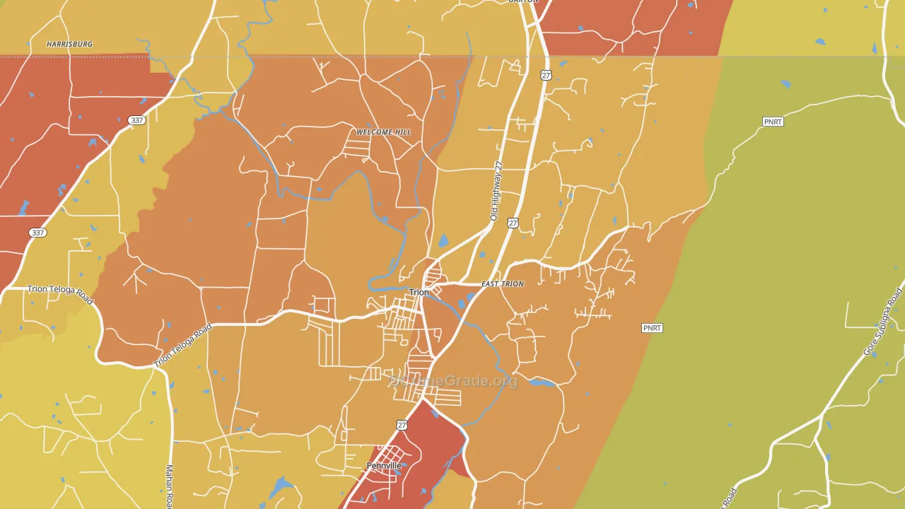 Trion, GA Map of Robbery Rates