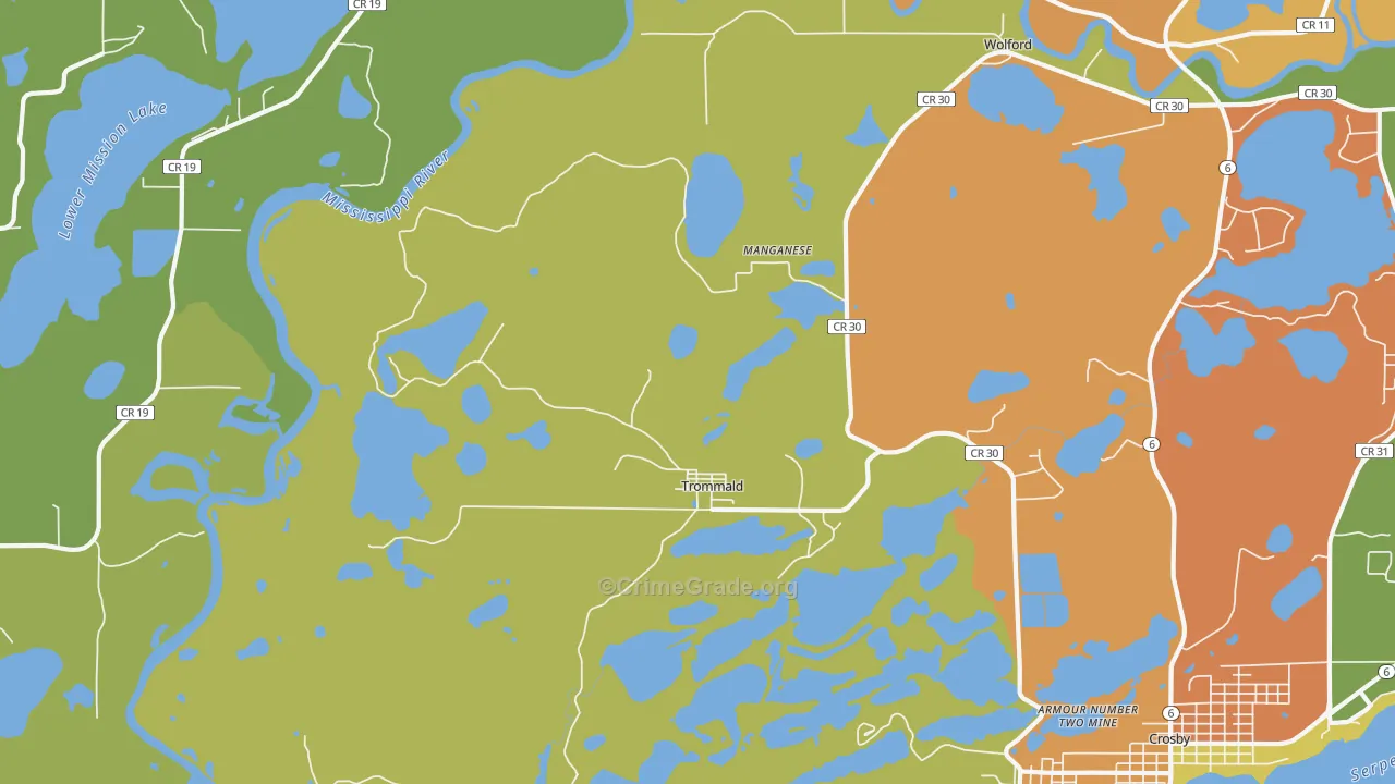 Trommald, MN Map of Robbery Rates