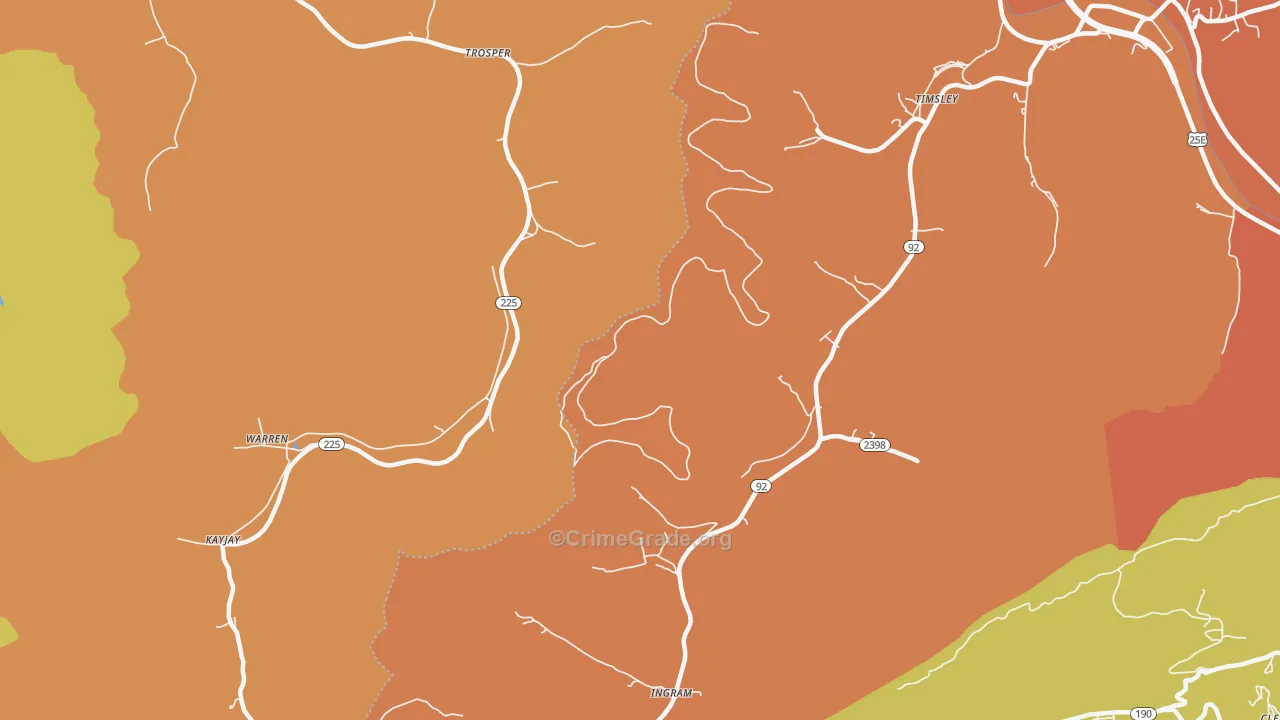 Trosper, KY Map of Robbery Rates