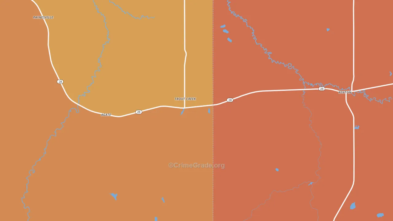 Trout Creek, MI Map of Robbery Rates