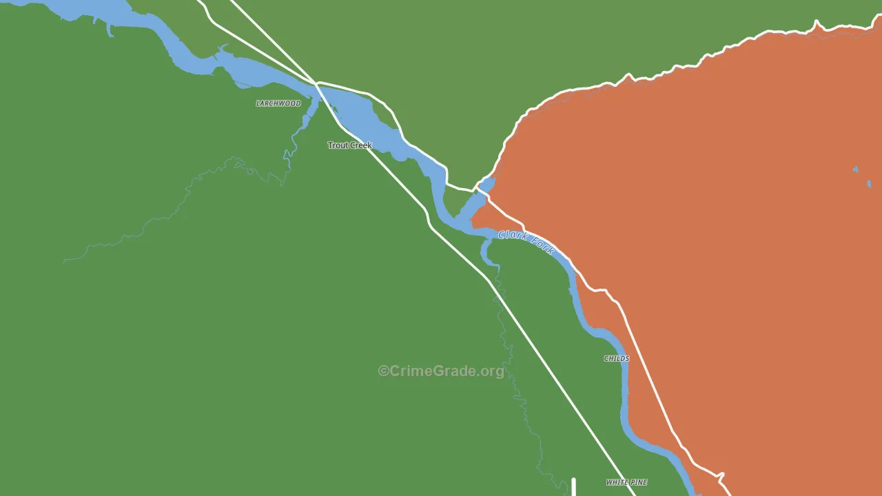 Trout Creek, MT Map of Robbery Rates