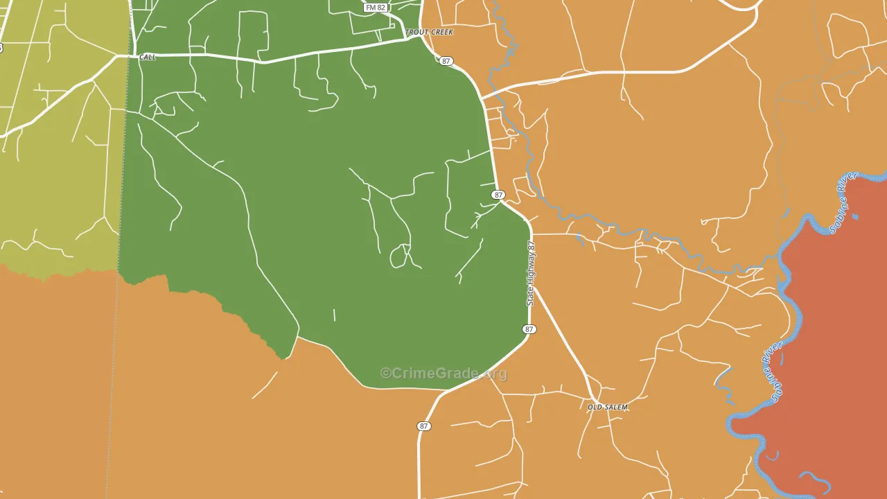 Trout Creek, TX Map of Robbery Rates