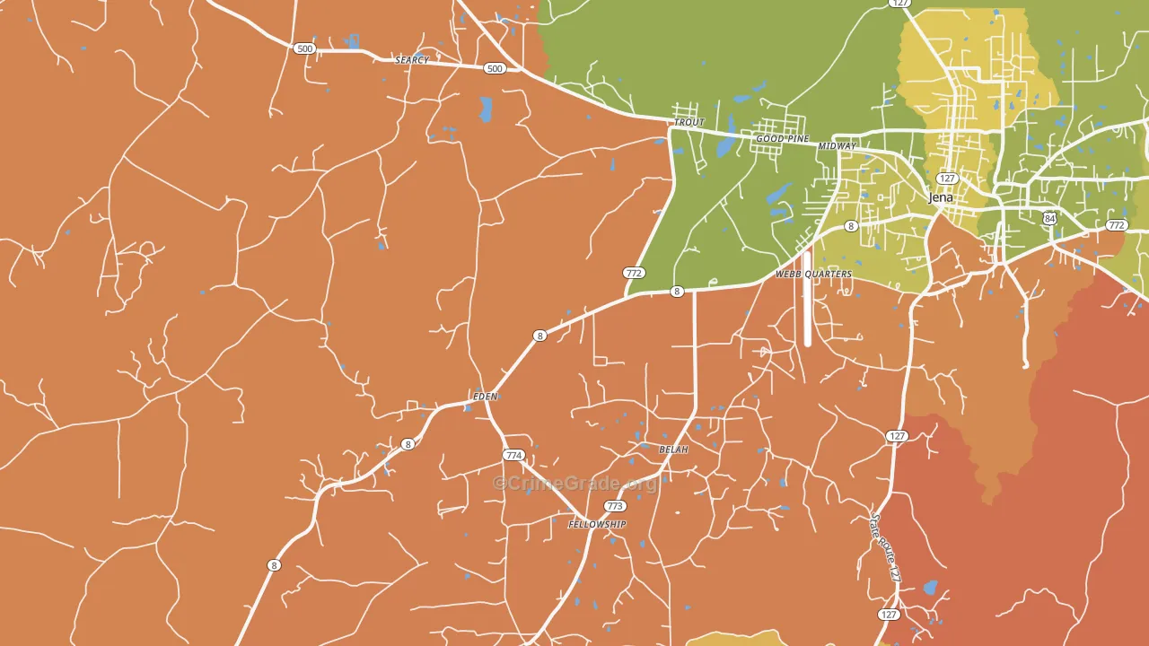 Trout, LA Map of Robbery Rates