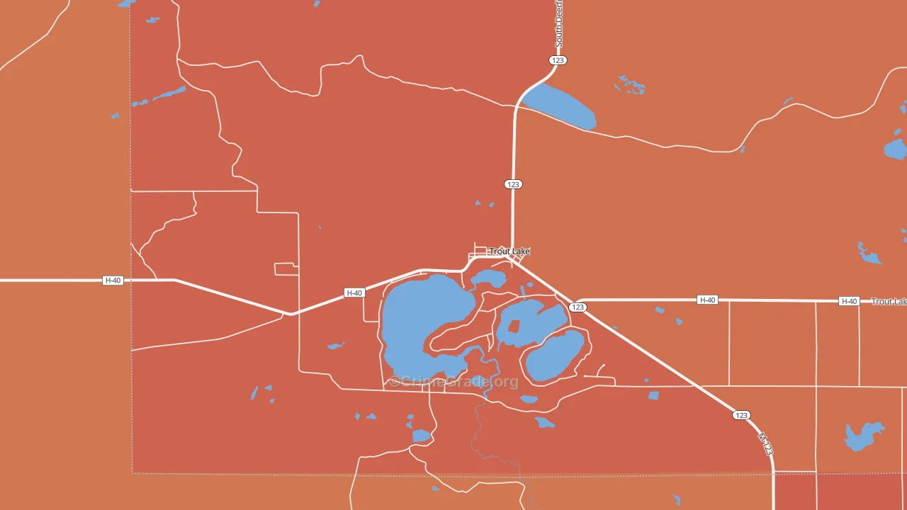 Trout Lake, MI Map of Robbery Rates