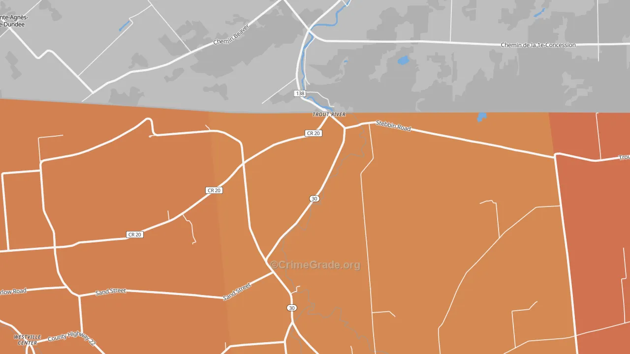 Trout River, NY Map of Robbery Rates