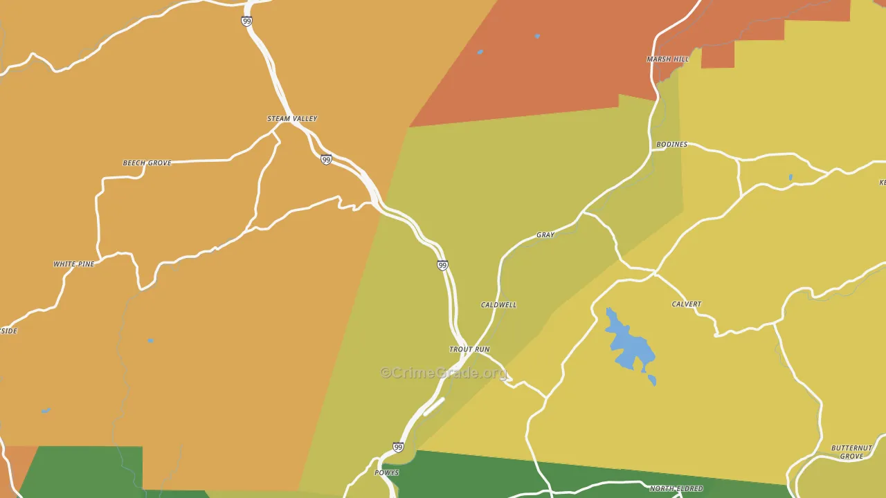 Trout Run, PA Map of Robbery Rates