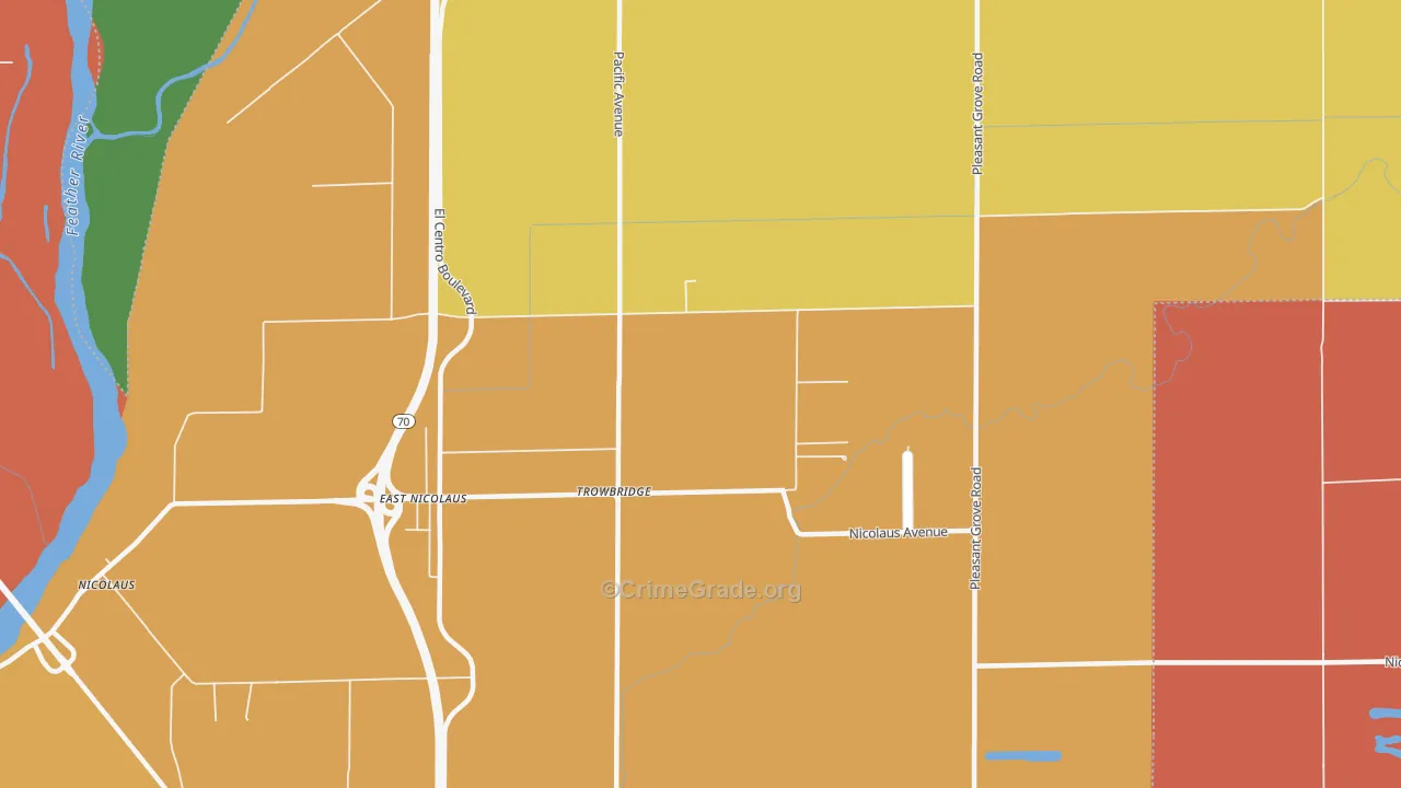 Trowbridge, CA Map of Robbery Rates