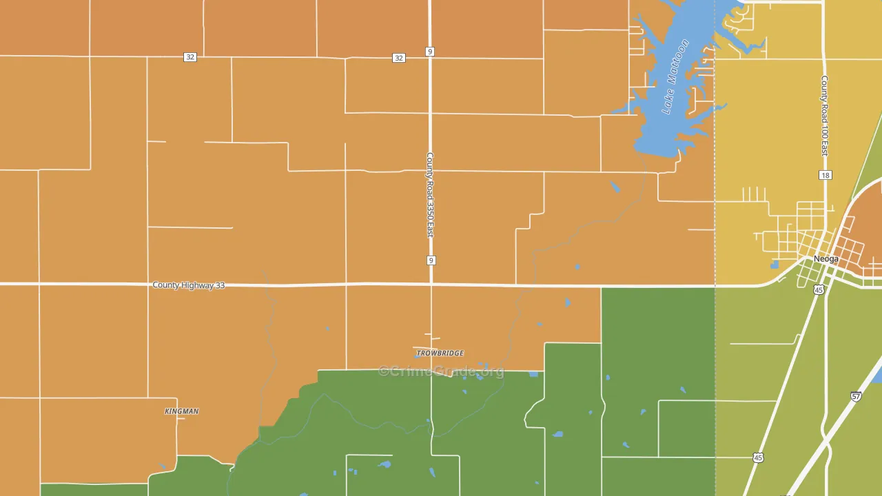 Trowbridge, IL Map of Robbery Rates