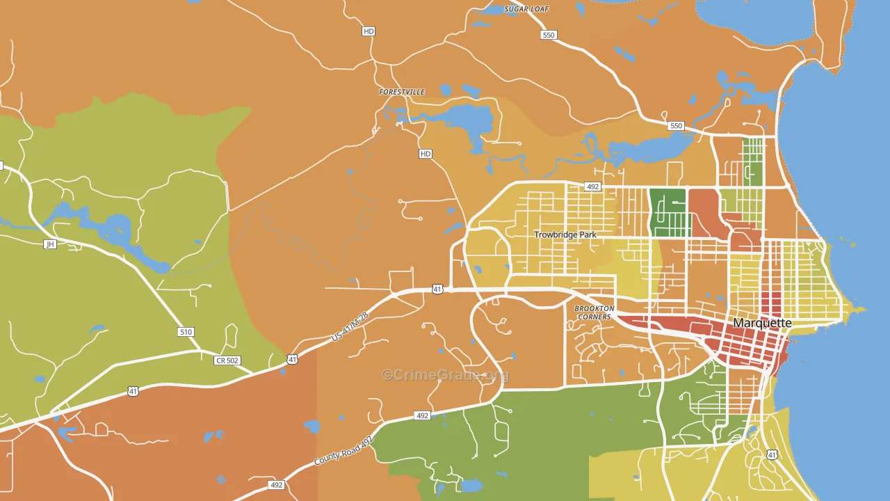 Trowbridge Park, MI Map of Robbery Rates