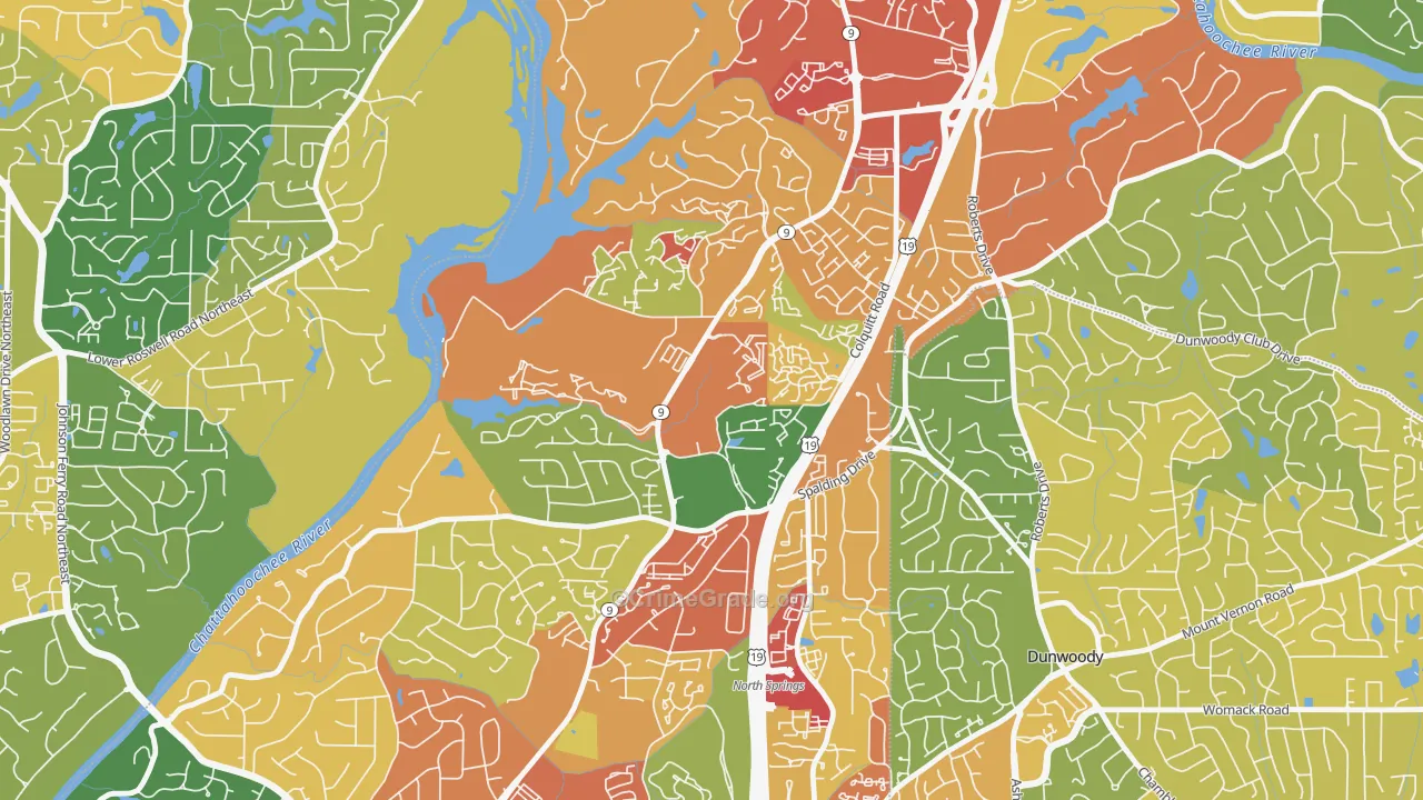 Trowbridge Square, Sandy Springs, GA Map of Robbery Rates