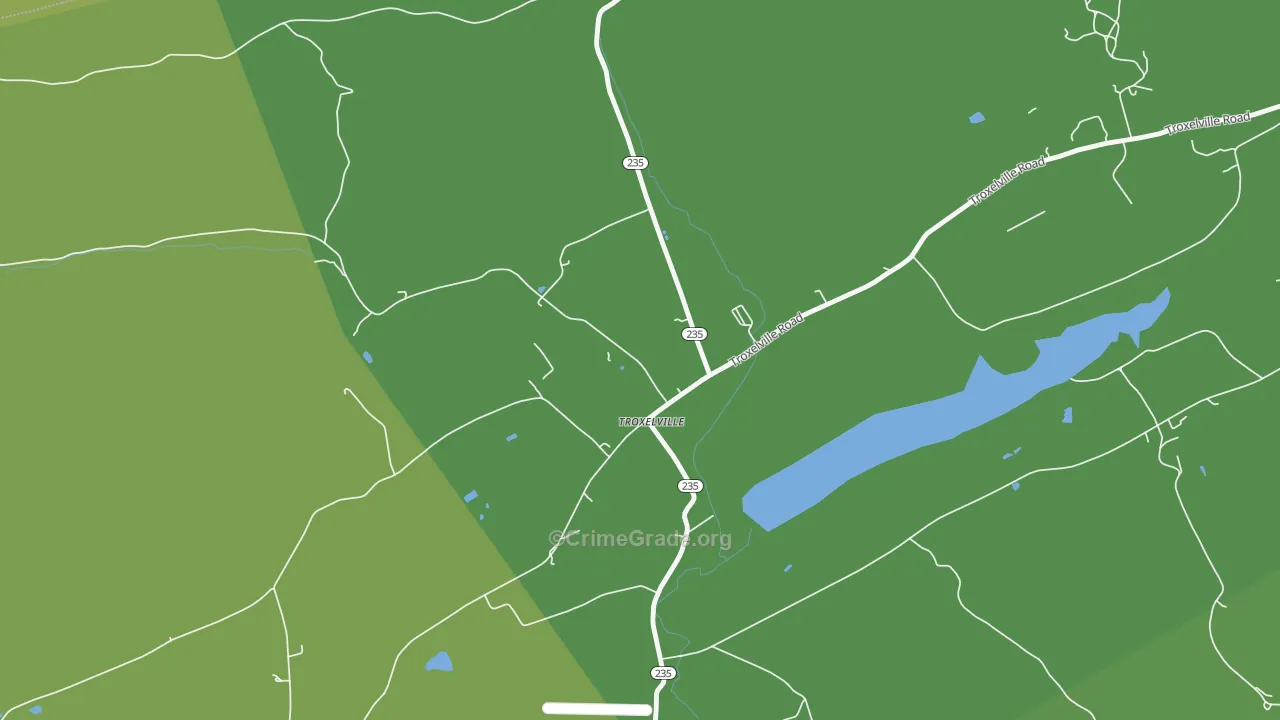 Troxelville, PA Map of Robbery Rates