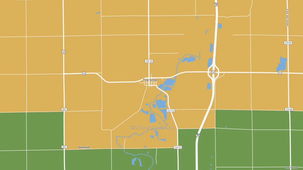 Troy Grove, IL Map of Robbery Rates