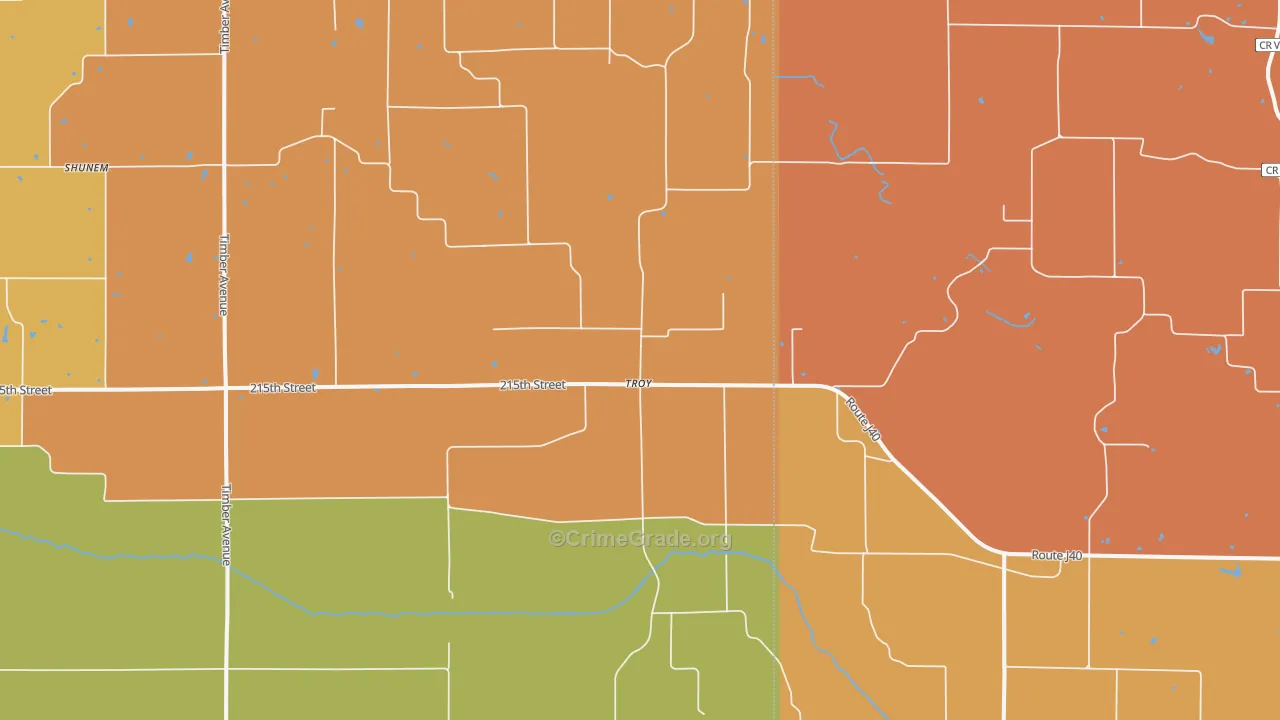 Troy, IA Map of Robbery Rates